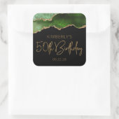 シックなアゲートグリーン金ゴールド50thバースデーパーティー スクエアシール (バッグ)