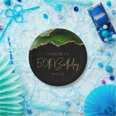 シックなアゲートグリーン金ゴールド50thバースデーパーティー ペーパープレート (パーティー)