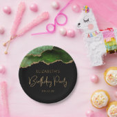 シックなアゲートグードハンターグリーン金ゴールド誕生日パーティー ペーパープレート (パーティー)