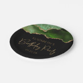 シックなアゲートグードハンターグリーン金ゴールド誕生日パーティー ペーパープレート (アングル)