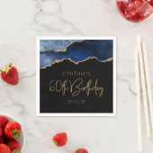 シックなアゲートグードブルー金ゴールド60thバースデーパーティー スタンダードカクテルナプキン (インサイチュ)