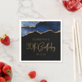 シックなアゲートグードブルー金ゴールド90thバースデーパーティー スタンダードカクテルナプキン (インサイチュ)