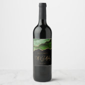 シックなアゲートゲードグリーン金ゴールド30th誕生日パーティー ワインラベル (正面)