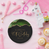 シックなアゲートゲードグリーン金ゴールド40th誕生日パーティー ペーパープレート (パーティー)