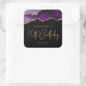 シックなアゲートゲードパープル金ゴールド70thバースデーパーティー スクエアシール (バッグ)