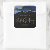 シックなアゲートジェードブルー金ゴールド30th誕生日パーティー スクエアシール (バッグ)