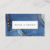 シックなアゲートマーブルネイビー金ゴールドグリッター紹介カード 紹介カード (正面)