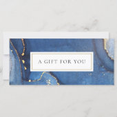 シックなアゲート大理石ブルー金ゴールドギフト証明書カード (正面)