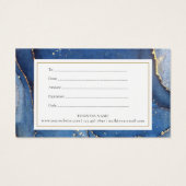 シックなアゲート大理石金ゴールドネイビーブルーギフト証明書 (裏面)