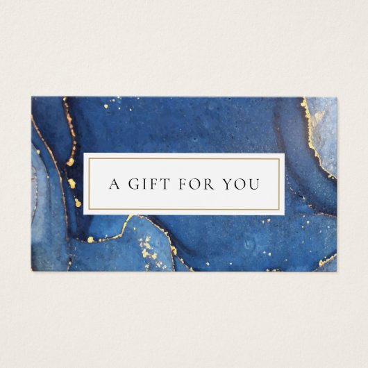 シックなアゲート大理石金ゴールドネイビーブルーギフト証明書 (正面)