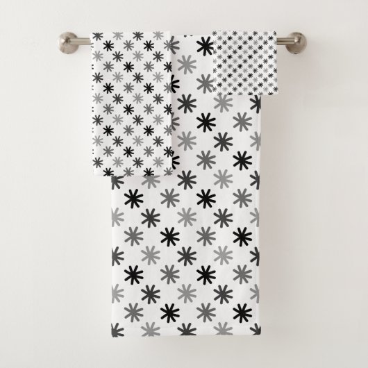 シックなアスタリスクラシックク – 白い背景 バスタオルセット (インサイチュ)