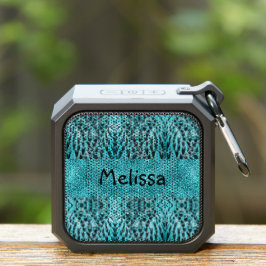 シックなアニマルプリントイン青 – 羽とグリッター