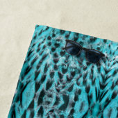 シックなアニマルプリントイン青 – 羽とグリッター ビーチタオル (インサイチュ)