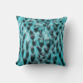 シックなアニマルプリント – 羽毛パターン、青と黒 クッション (正面)