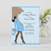 シックなアフリカ系アメリカ人の妊娠中のお母さん赤ちゃんシャワー 招待状 (スタンド正面)