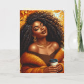 シックなアフリカ系アメリカ人女性の感謝祭 | 秋 カード (裏面)