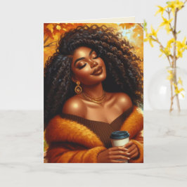 シックなアフリカ系アメリカ人女性の感謝祭 | 秋 カード