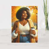 シックなアフリカ系アメリカ人女性の感謝祭 | 秋 カード (正面)