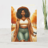 シックなアフリカ系アメリカ人女性の感謝祭 | 秋 カード (正面)