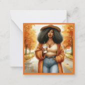 シックなアフリカ系アメリカ人女性の感謝祭 | 秋 ノートカード (正面)