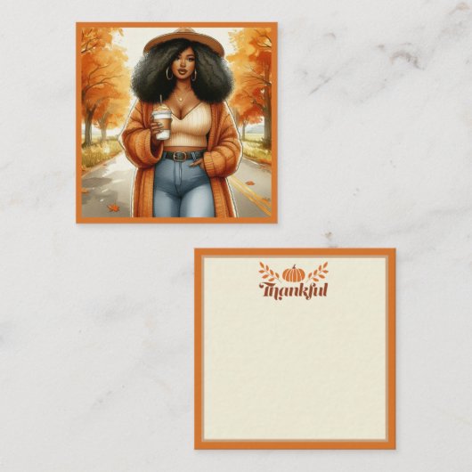 シックなアフリカ系アメリカ人女性の感謝祭 | 秋 ノートカード (正面/裏面)