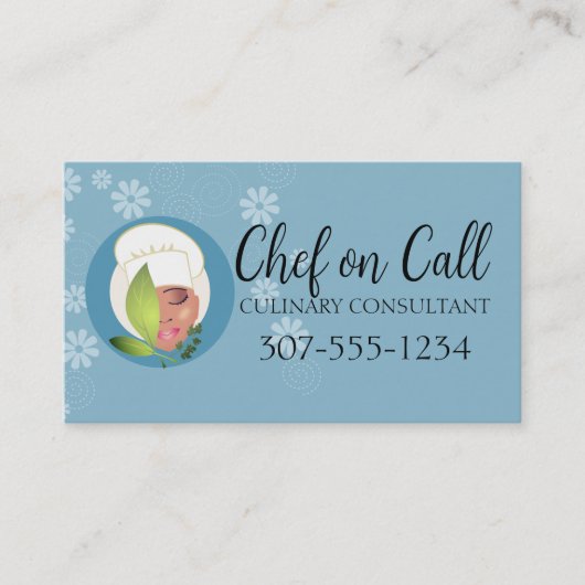 シックなアフリカ系アメリカ人女性シェフハーブケータリング 名刺 (正面)