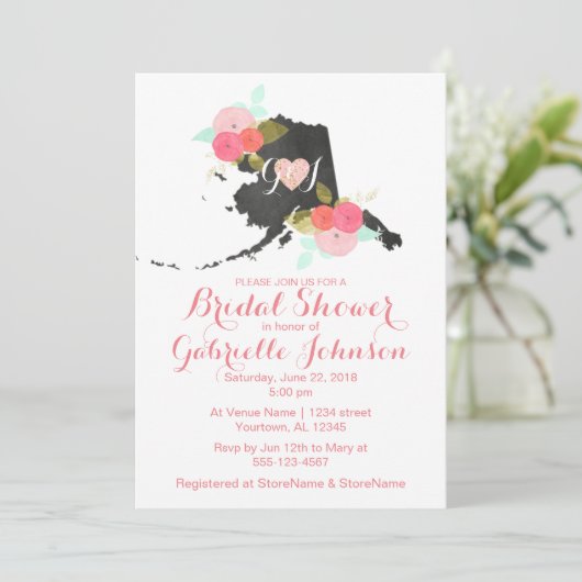 シックなアラスカ州フローラブライダルシャワー招待 招待状 (スタンド正面)