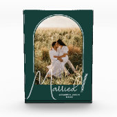 シックなアーチエメラルドグリーン結婚ズ フォトブロック (正面)