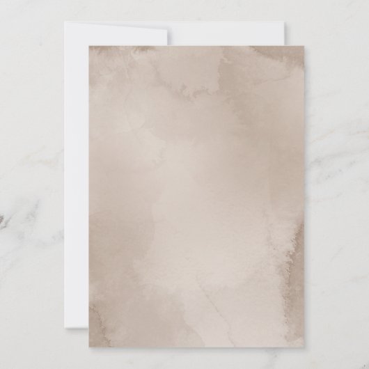 シックなアーチニュートラルワイルドフラワーズアイボリー結婚ブラウン 招待状 (裏面)