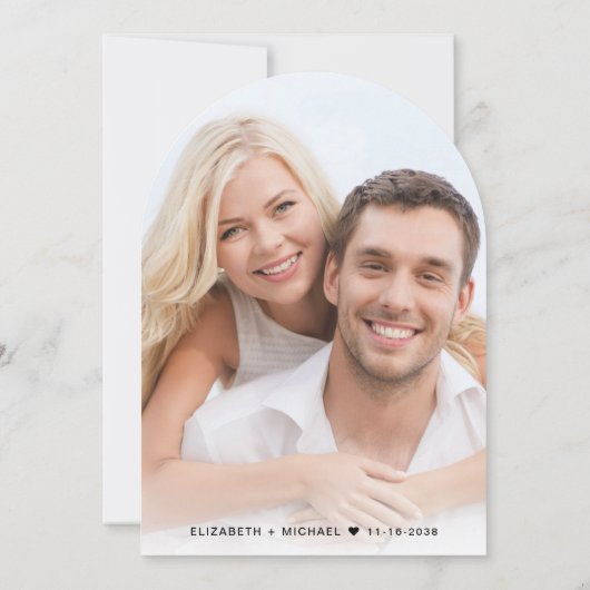 シックなアーチフォトクリームウェディングレセプション 招待状 (裏面)