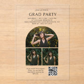 シックなアーチフォトコラージュQRコード卒業パーティー アクリル招待状 (正面)