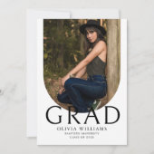 シックなアーチフォトコラージュQRコード卒業パーティー 招待状 (正面)