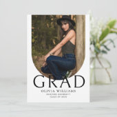 シックなアーチフォトコラージュQRコード卒業パーティー 招待状 (スタンド正面)