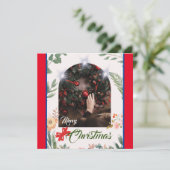 シックなアーチフォトタイポグラフィメリークリスマス シーズンカード (スタンド正面)