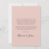 シックなアーチフォト赤面ピンク結婚ズ サンキューカード (裏面)