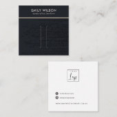 シックなアーバンブラッククラフトドットヘアクリップ表示カード スクエア名刺 (正面/裏面)