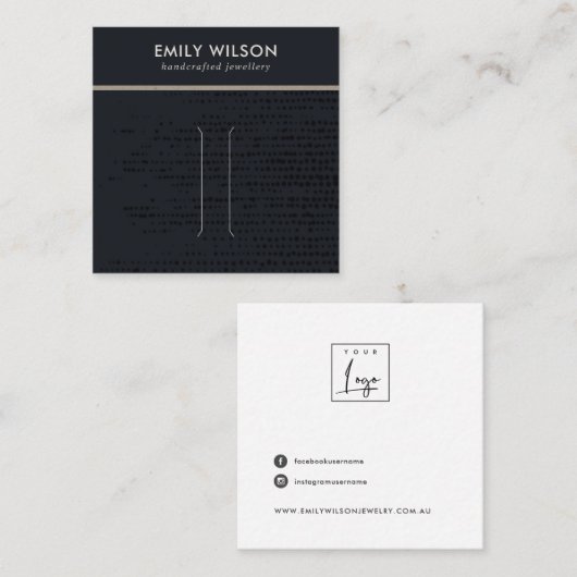 シックなアーバンブラッククラフトドットヘアクリップ表示カード スクエア名刺 (正面/裏面)