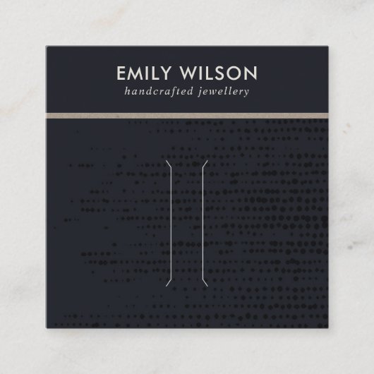 シックなアーバンブラッククラフトドットヘアクリップ表示カード スクエア名刺 (正面)