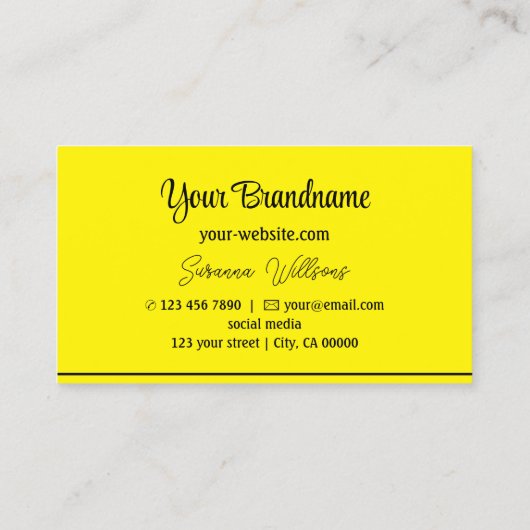 シックなイエローとブラックストライププロフェッショナルスタイリッシュ 名刺 (裏面)