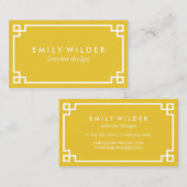 シックなイエローとホワイトのギリシャ鍵 名刺 (正面/裏面)