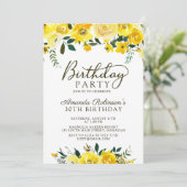 シックなイエローウォーター色バラフローラ30th誕生日 招待状 (スタンド正面)