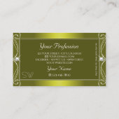 シックなイエローオリーブスパークル華美ジュエルズモノグラム 名刺 (裏面)