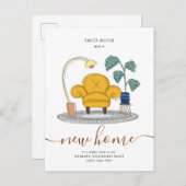 シックなイエローカウチリビングルーム新しいホームムービング 案内ポストカード (正面/裏面)