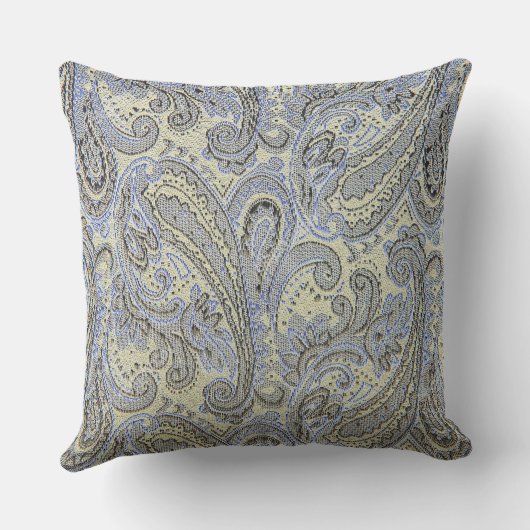 シックなイエローグリーングレーペイズリー装飾用クッション アウトドアクッション (裏面)