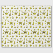 シックなイエロータータンチェックサンタウィズパーセス ラッピングペーパー (フラット)