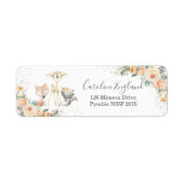 シックなイエローフローラウッドランドアニマルズ差出人住所 ラベル (正面)