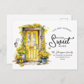 シックなイエローフローラドアホームスウィートホームムービング 案内ポストカード (正面/裏面)