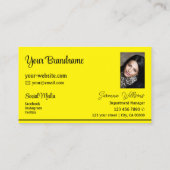 シックなイエローブラックストライププロフェッショナル（フォト付き） 名刺 (裏面)