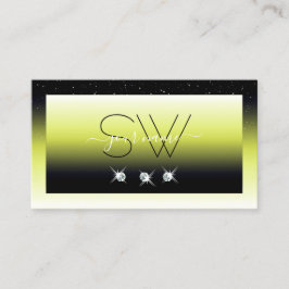 シックなイエローブラックスパーグラデーションクルダイヤモンドモノグラム 名刺