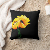 シックなイエローポピー枕 クッション (ブランケット)